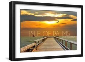 Isle of Palms, South Carolina - Pier at Sunset-Lantern Press-Framed Art Print