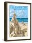 Isle of Palms, South Carolina - Sandcastle-Lantern Press-Framed Art Print
