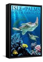 Isle of Palms, South Carolina - Sea Turtles-Lantern Press-Framed Stretched Canvas