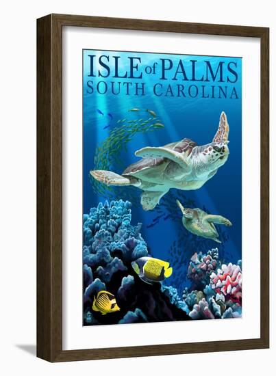 Isle of Palms, South Carolina - Sea Turtles-Lantern Press-Framed Art Print