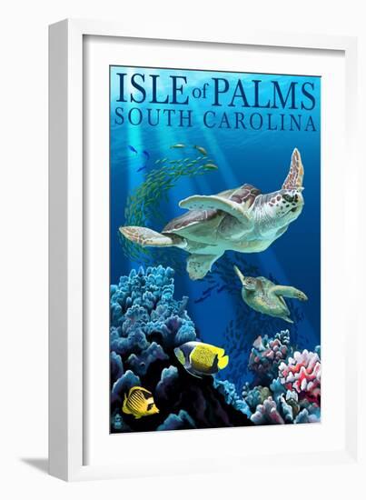 Isle of Palms, South Carolina - Sea Turtles-Lantern Press-Framed Art Print