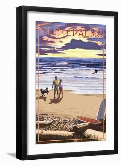 Isle of Palms, South Carolina - Sunset Beach Scene-Lantern Press-Framed Art Print