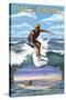 Isle of Palms, South Carolina - Surfing Scene-Lantern Press-Stretched Canvas