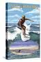 Isle of Palms, South Carolina - Surfing Scene-Lantern Press-Stretched Canvas