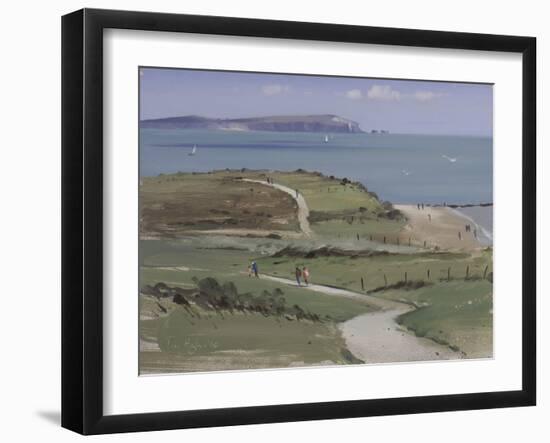 Isle of Wight and Sail Boats from Hengistbury Head, April-Tom Hughes-Framed Giclee Print