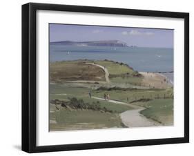 Isle of Wight and Sail Boats from Hengistbury Head, April-Tom Hughes-Framed Giclee Print