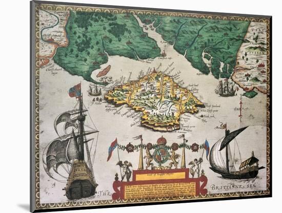 Isle Of Wight Old Map Ans Southern England. By Baptista Boazio, Published In England, 1591-marzolino-Mounted Art Print