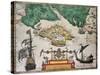 Isle Of Wight Old Map Ans Southern England. By Baptista Boazio, Published In England, 1591-marzolino-Stretched Canvas