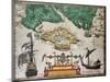 Isle Of Wight Old Map Ans Southern England. By Baptista Boazio, Published In England, 1591-marzolino-Mounted Art Print