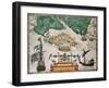 Isle Of Wight Old Map Ans Southern England. By Baptista Boazio, Published In England, 1591-marzolino-Framed Art Print