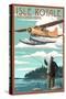 Isle Royale National Park, Michigan - Float Plane & Fisherman - Lantern Press Artwork-Lantern Press-Stretched Canvas