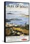 Isles of Scilly, England - Aerial Scene of Town and Dock Railway Poster-Lantern Press-Framed Stretched Canvas