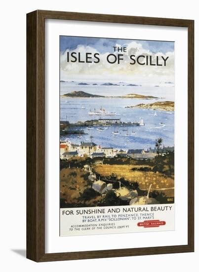 Isles of Scilly, England - Aerial Scene of Town and Dock Railway Poster-Lantern Press-Framed Art Print