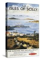 Isles of Scilly, England - Aerial Scene of Town and Dock Railway Poster-Lantern Press-Stretched Canvas