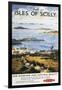 Isles of Scilly, England - Aerial Scene of Town and Dock Railway Poster-Lantern Press-Framed Art Print