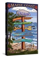 Islesboro, Maine - Sign Destinations - Version 3-Lantern Press-Stretched Canvas