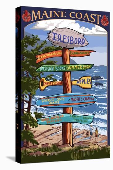 Islesboro, Maine - Sign Destinations - Version 3-Lantern Press-Stretched Canvas