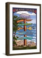 Islesboro, Maine - Sign Destinations - Version 3-Lantern Press-Framed Art Print