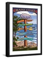 Islesboro, Maine - Sign Destinations - Version 3-Lantern Press-Framed Art Print