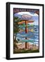 Islesboro, Maine - Sign Destinations - Version 3-Lantern Press-Framed Art Print