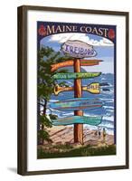 Islesboro, Maine - Sign Destinations - Version 3-Lantern Press-Framed Art Print