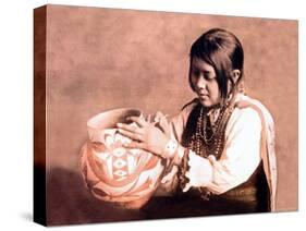 Isleta Pottery Maker-Carl And Grace Moon-Stretched Canvas