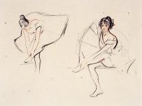 Two Ballerinas, Holding Their Ankles Wearing Ballet Skirts-Isobel Lilian Gloag-Framed Stretched Canvas