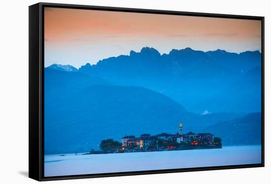 Isola Dei Pescatori (Fishermen's Islands) Illuminated at Sunset, Borromean Islands, Lake Maggiore-Doug Pearson-Framed Stretched Canvas