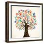 Isolated Diversity Tree Hands Illustration-Cienpies Design-Framed Art Print