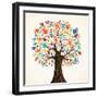 Isolated Diversity Tree Hands Illustration-Cienpies Design-Framed Art Print