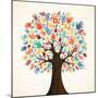 Isolated Diversity Tree Hands Illustration-Cienpies Design-Mounted Art Print