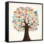 Isolated Diversity Tree Hands Illustration-Cienpies Design-Framed Stretched Canvas