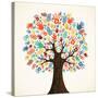 Isolated Diversity Tree Hands Illustration-Cienpies Design-Stretched Canvas