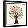 Isolated Diversity Tree Hands Illustration-Cienpies Design-Framed Art Print