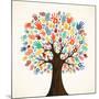 Isolated Diversity Tree Hands Illustration-Cienpies Design-Mounted Art Print