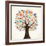 Isolated Diversity Tree Hands Illustration-Cienpies Design-Framed Art Print