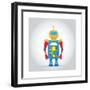 Isolated Robot Toy on White, Illustration-Lar-Framed Art Print