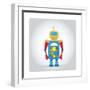 Isolated Robot Toy on White, Illustration-Lar-Framed Art Print