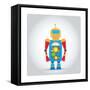 Isolated Robot Toy on White, Illustration-Lar-Framed Stretched Canvas