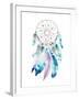 Isolated Watercolor Decoration Bohemian Dreamcatcher. Boho Feathers Decoration. Native Dream Chic D-krisArt-Framed Art Print