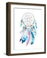 Isolated Watercolor Decoration Bohemian Dreamcatcher. Boho Feathers Decoration. Native Dream Chic D-krisArt-Framed Art Print