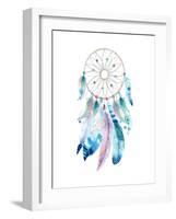 Isolated Watercolor Decoration Bohemian Dreamcatcher. Boho Feathers Decoration. Native Dream Chic D-krisArt-Framed Art Print