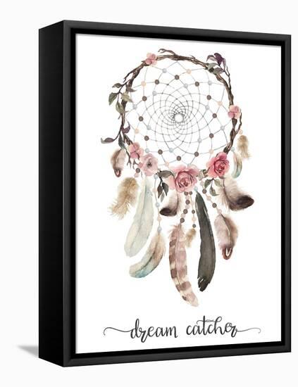 Isolated Watercolor Decoration Bohemian Dreamcatcher, Boho Feathers Decoration, Native Dream Chic D-VerisStudio-Framed Stretched Canvas