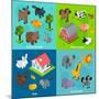 Isometric Animals Set-Macrovector-Mounted Art Print