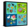 Isometric Animals Set-Macrovector-Framed Stretched Canvas