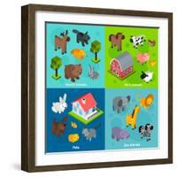 Isometric Animals Set-Macrovector-Framed Art Print