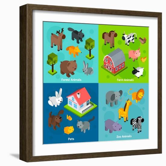 Isometric Animals Set-Macrovector-Framed Art Print