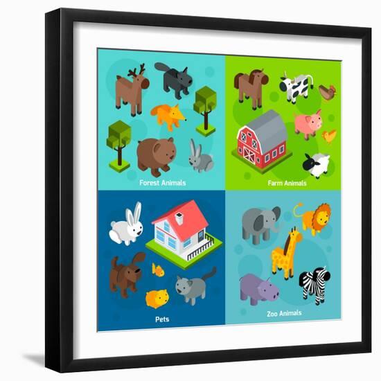 Isometric Animals Set-Macrovector-Framed Art Print