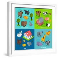 Isometric Animals Set-Macrovector-Framed Art Print