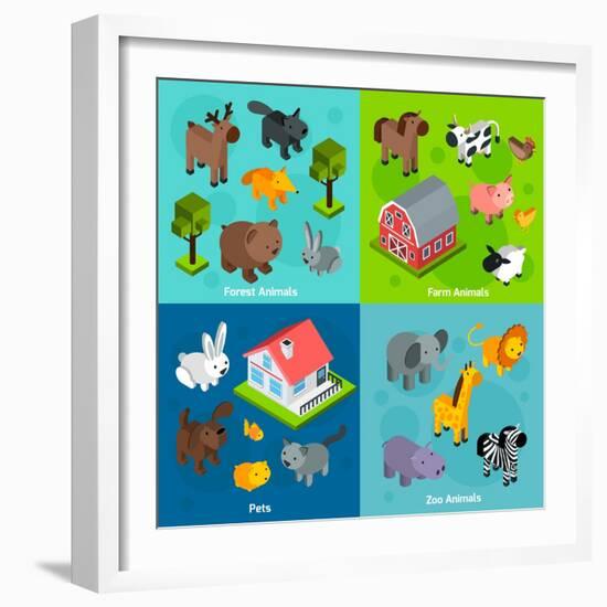 Isometric Animals Set-Macrovector-Framed Art Print